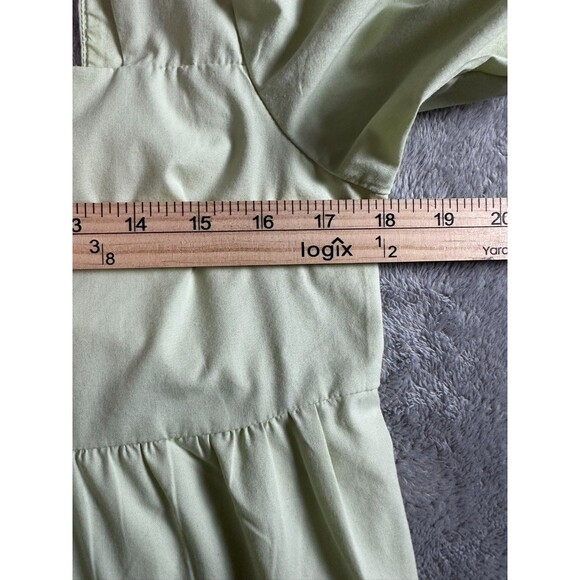 Abercrombie & Fitch Puff Sleeve Square Neck Tie Back Babydoll Top M Green Y2K - Picture 4 of 9